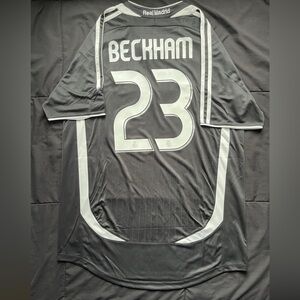 David Beckham Retro Madrid Black Soccer Jersey XL